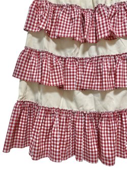 画像2: MOMA【furifuri Tiered skirt】Ivory × ギンガムred