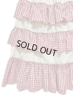 画像2: MOMA【furifuri Tiered skirt】Ivory × ギンガムred