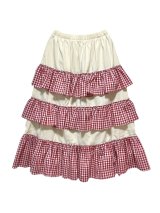 MOMA【furifuri Tiered skirt】Ivory × ギンガムred