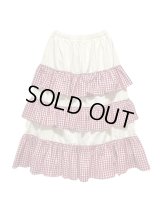 MOMA【furifuri Tiered skirt】Ivory × ギンガムred