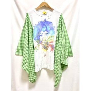 画像: SALE30%off ¥17600→¥12320 MOMA・Jimi Hendrix poncho Tee(white Tee × ギンガムgreen)