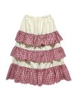 画像1: MOMA【furifuri Tiered skirt】Ivory × ギンガムred