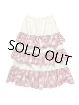 画像: MOMA【furifuri Tiered skirt】Ivory × ギンガムred