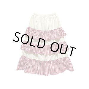 画像: MOMA【furifuri Tiered skirt】Ivory × ギンガムred