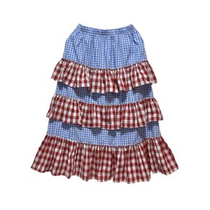 画像: MOMA【furifuri Tiered skirt】ギンガムmizuiro × red