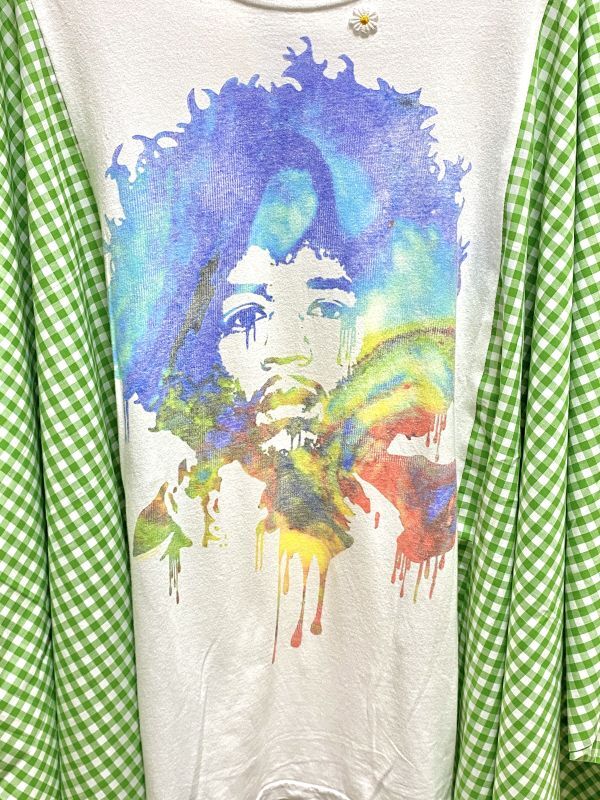 画像2: SALE30%off ¥17600→¥12320 MOMA・Jimi Hendrix poncho Tee(white Tee × ギンガムgreen)