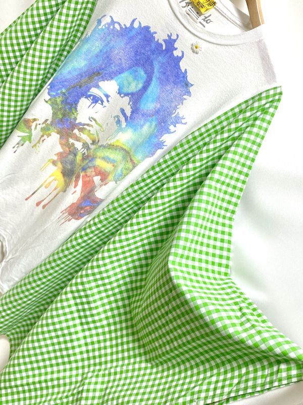画像3: SALE30%off ¥17600→¥12320 MOMA・Jimi Hendrix poncho Tee(white Tee × ギンガムgreen)